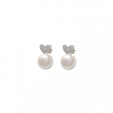 PENDIENTES EN ORO BLANCO DE 18 QUILATES CON PERLA