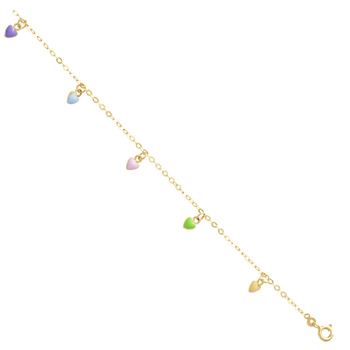 PULSERA INFANTIL CORAZONES EN ORO DE 9 QUILATES