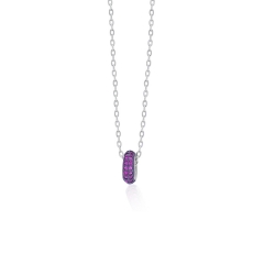 GARGANTILLA EN PLATA CON COLGANTE FUCSIA