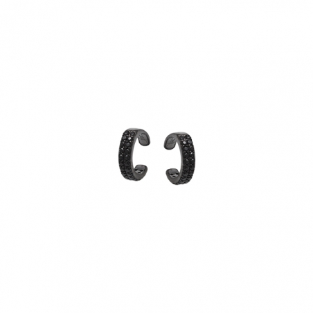 PENDIENTES EAR CUFF EN PLATA ESMALTADA NEGRA