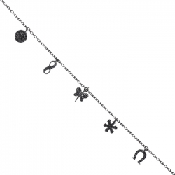 PULSERA COLGANTES EN PLATA ESMALTADA NEGRA