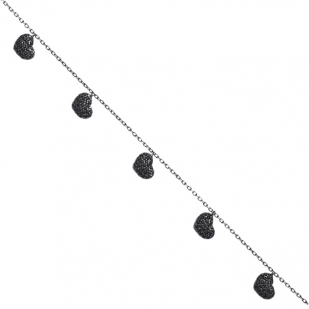 PULSERA EN PLATA ESMALTADA CORAZONES