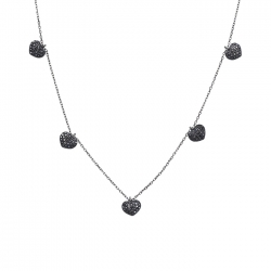 GARGANTILLA CORAZON EN PLATA ESMALTADA NEGRA