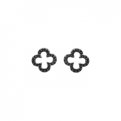 PENDIENTES FLOR EN PLATA ESMALTADA NEGRA