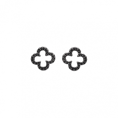 PENDIENTES FLOR EN PLATA ESMALTADA NEGRA