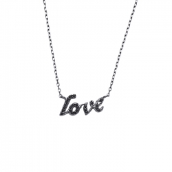 GARGANTILLA LOVE EN PLATA ESMALTADA NEGRA