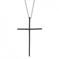 GARGANTILLA CRUZ EN PLATA ESMALTADA NEGRA