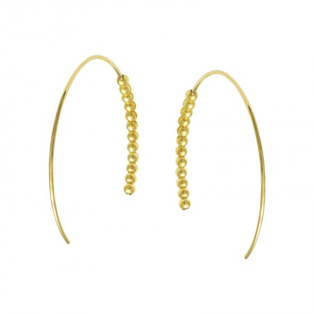 PENDIENTES TIPO ARO CON BOLITAS EN PLATA DORADA