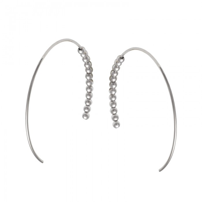 PENDIENTES TIPO ARO CON BOLITAS EN PLATA