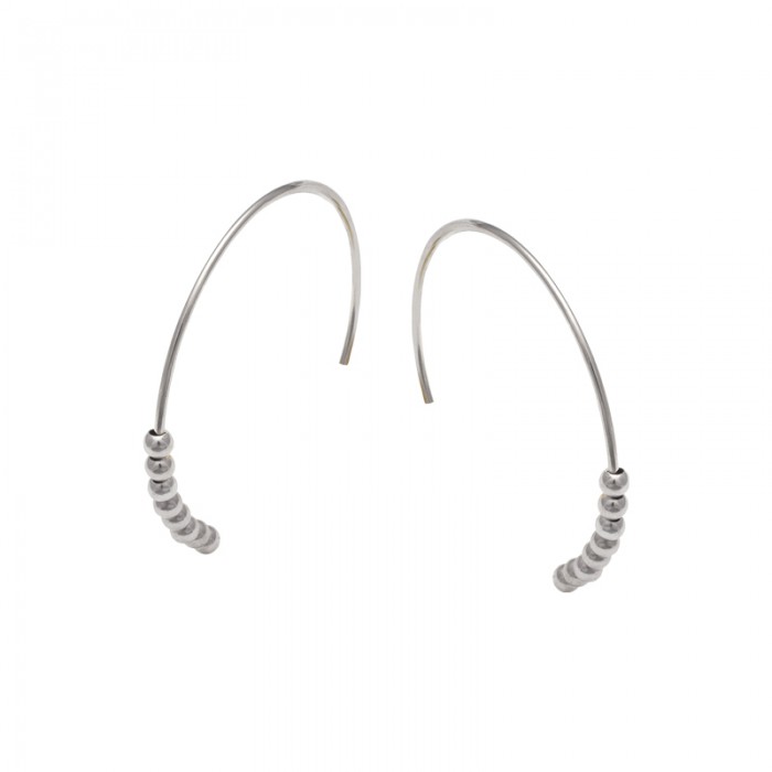 PENDIENTES TIPO ARO CON BOLITAS EN PLATA PQ