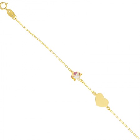 PULSERA INFANTIL UNICORNIO EN ORO DE 18 QUILATES