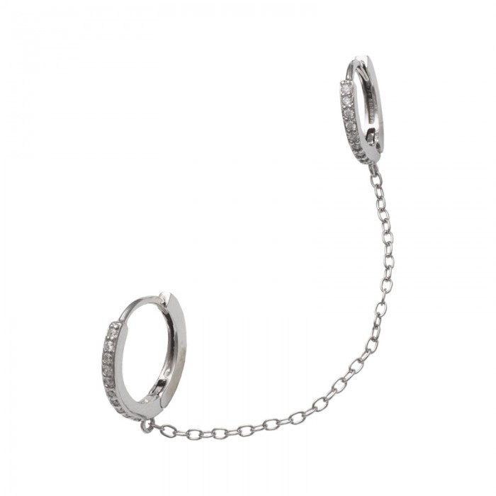 PENDIENTE TIPO ARO DOBLE EN PLATA DE 1ª LEY