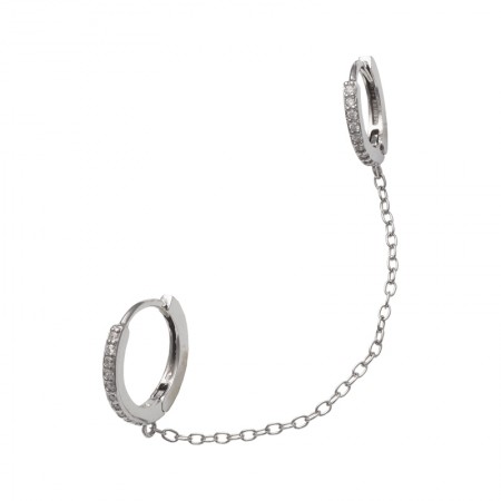 PENDIENTE TIPO ARO DOBLE EN PLATA DE 1ª LEY