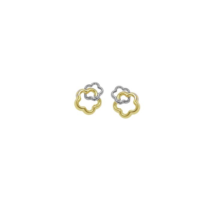 PENDIENTES EN ORO BICOLOR FLOR