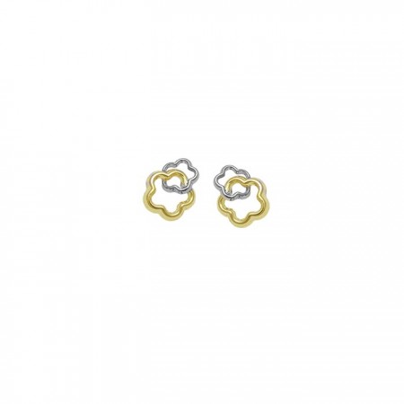 PENDIENTES EN ORO BICOLOR FLOR