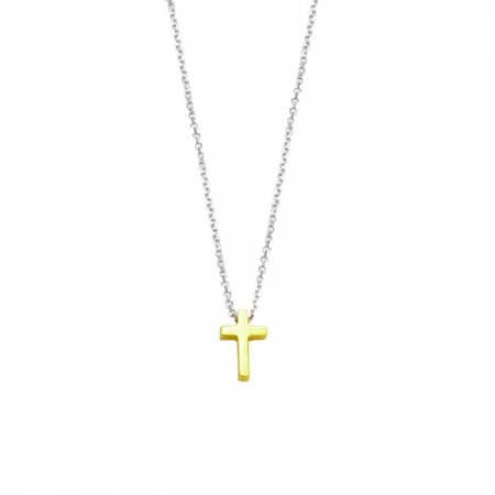 GARGANTILLA EN ORO DE 18 QUILATES BLANCO CON CRUZ