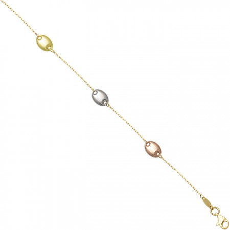 PULSERA TRICOLOR EN ORO DE 18 QUILATES