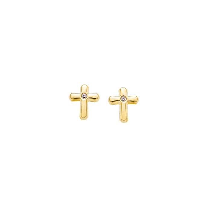 PENDIENTES EN ORO DE 9 QUILATES EN FORMA DE CRUZ