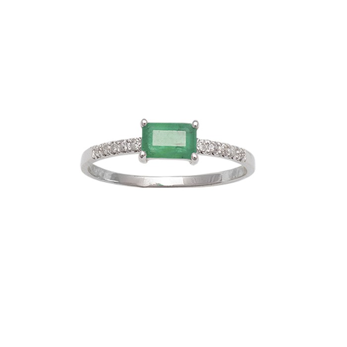 ANILLO EN ORO CON DIAMANTES Y ESMERALDA