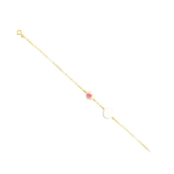 PULSERA INFANTIL CON CORAZÓN EN ORO DE 18 QUILATES