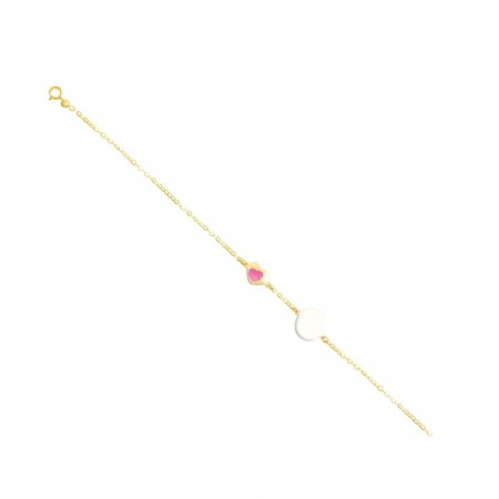 PULSERA INFANTIL CON CORAZÓN EN ORO DE 18 QUILATES