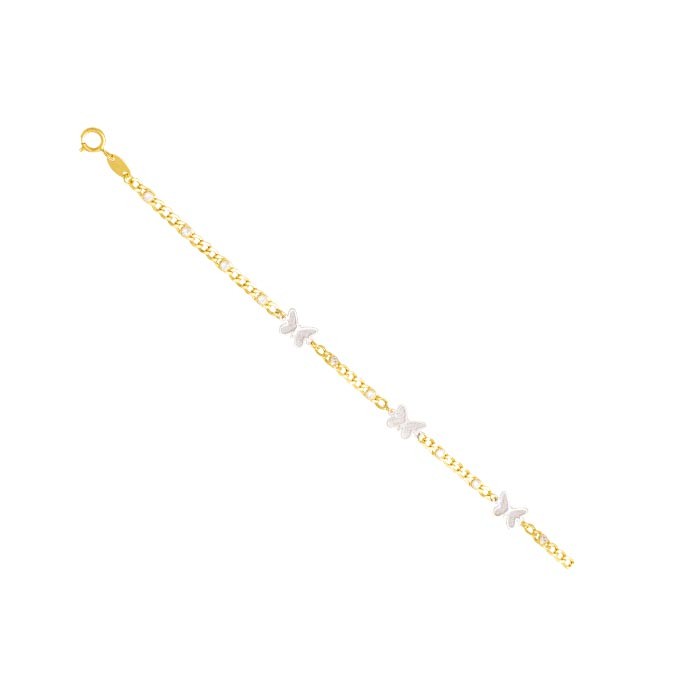 PULSERA BICOLOR MARIPOSAS EN ORO DE 18 QUILATES