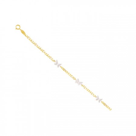 PULSERA BICOLOR MARIPOSAS EN ORO DE 18 QUILATES