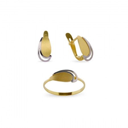 JUEGO DE ANILLO Y PENDIENTES COMUNION EN ORO 18 QT