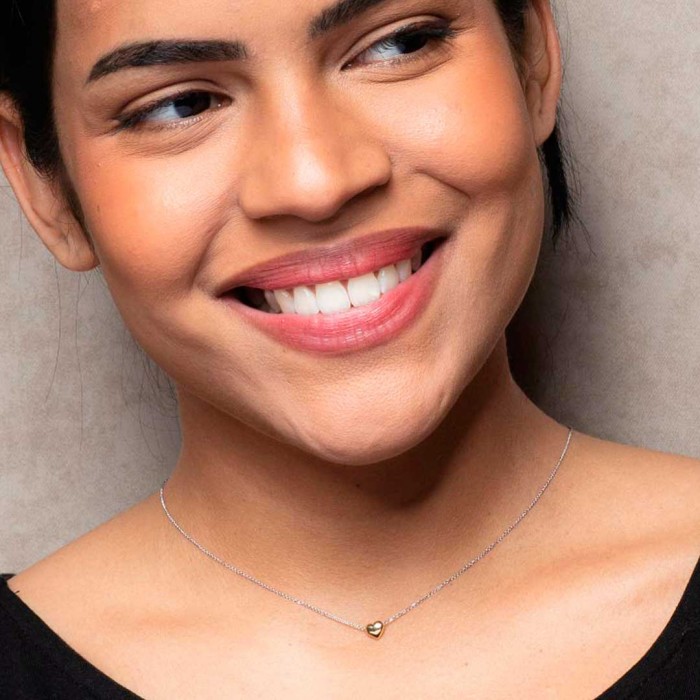 GARGANTILLA EN ORO BICOLOR DE 18 QUILATES CON CORAZÓN