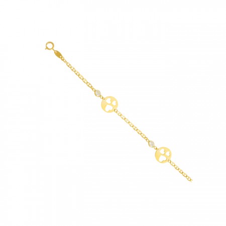 PULSERA EN ORO DE 18 QUILATES CON MEDALLAS DE CORAZONES