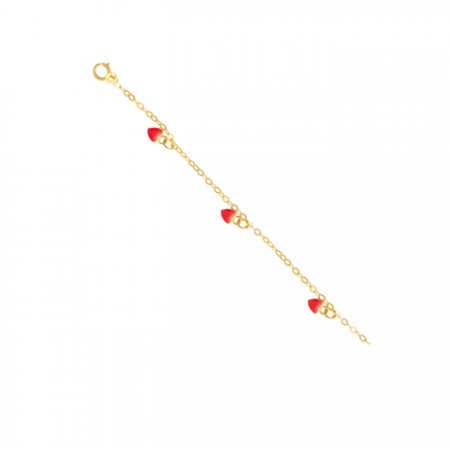 PULSERA EN ORO DE 18 QUILATES CON CORAZONES