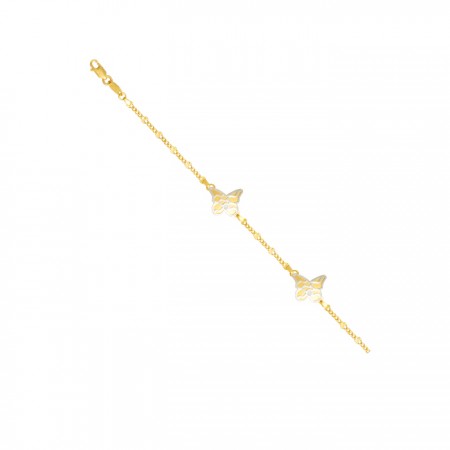 PULSERA EN ORO DE 18 QUILATES CON MARIPOSAS Y CIRCONITAS