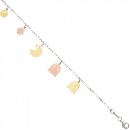 PULSERA EN PLATA CON FORMA COMECOCOS