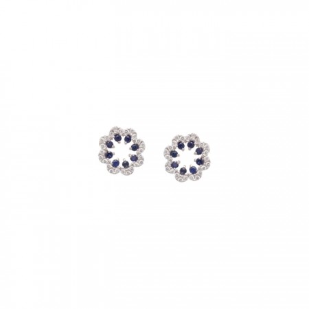 PENDIENTES EN ORO BLANCO Y CIRCONITAS AZULES