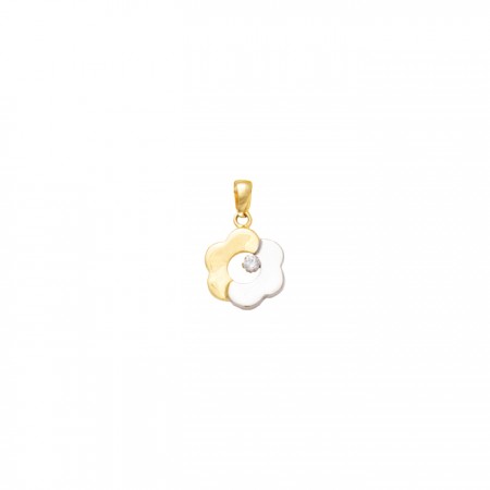 COLGANTE EN ORO BLANCO Y AMARILLO FLOR