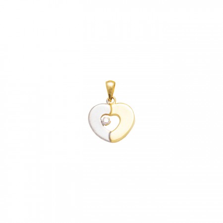 COLGANTE EN ORO BLANCO Y AMARILLO CORAZÓN