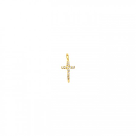 PENDIENTE EN ORO FORMA CRUZ Y CIRCONITAS