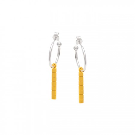 PENDIENTES EN PLATA BICOLOR DE ARO Y BARRA