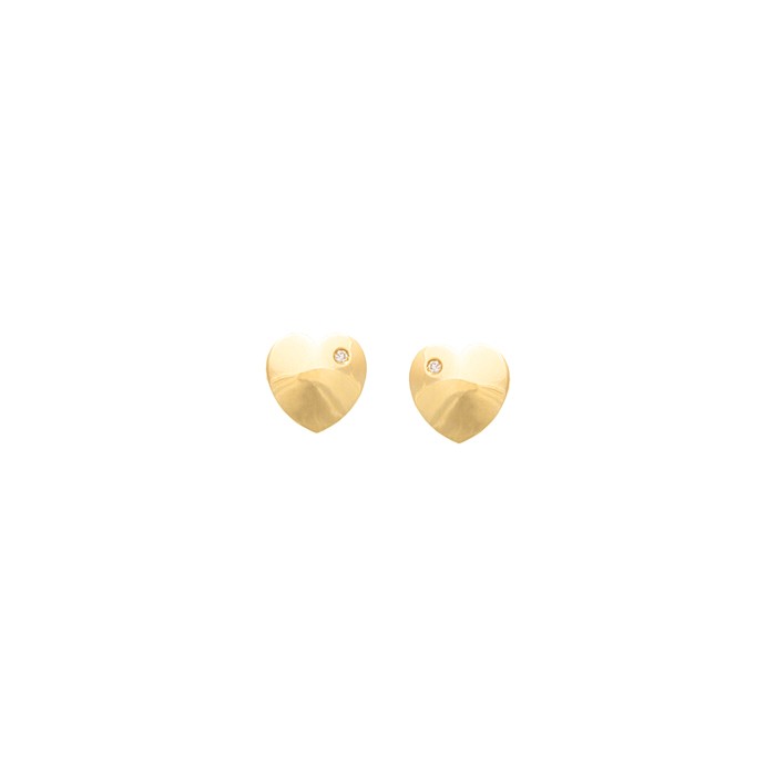 PENDIENTES EN ORO CORAZÓN Y DIAMANTE