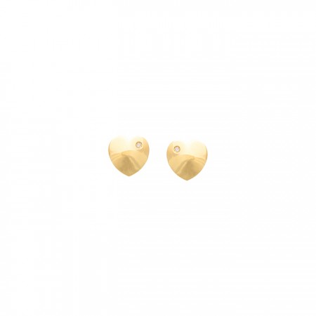PENDIENTES EN ORO CORAZÓN Y DIAMANTE