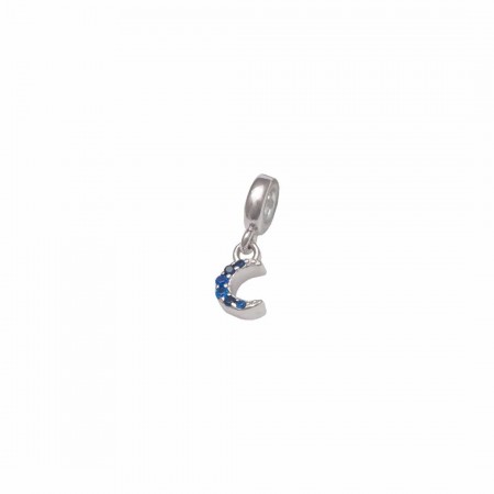 CHARM FORMA LUNA CON CIRCONITAS AZULES