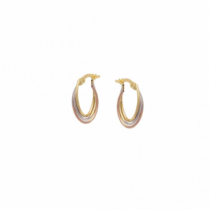 PENDIENTES EN ORO TRICOLOR DE TRIPLE ARO