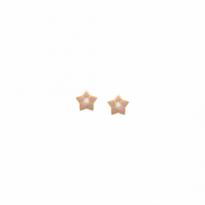 PENDIENTES EN ORO ESTRELLA ROSA