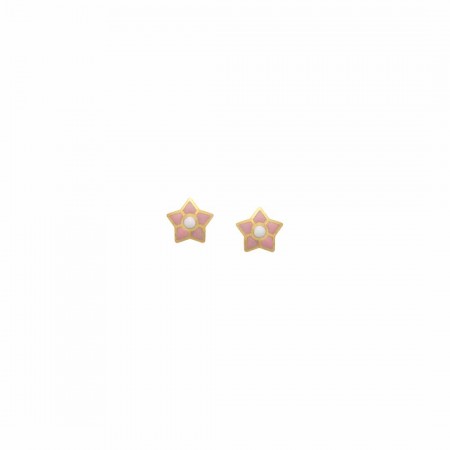 PENDIENTES EN ORO ESTRELLA ROSA