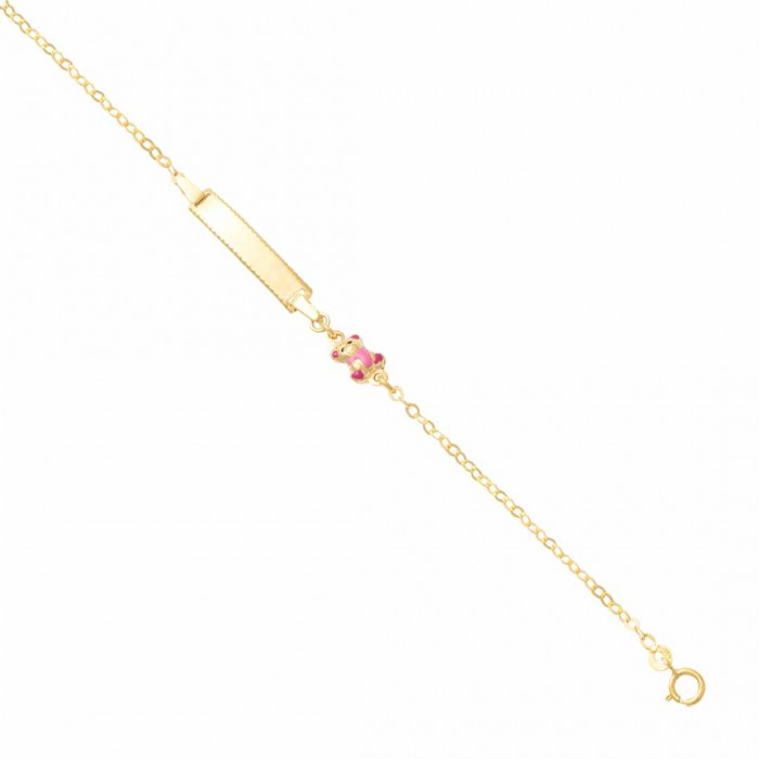 PULSERA EN ORO ESCLAVA OSITO ROSA