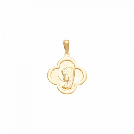 MEDALLA FORMA FLOR  CON LA VIRGEN