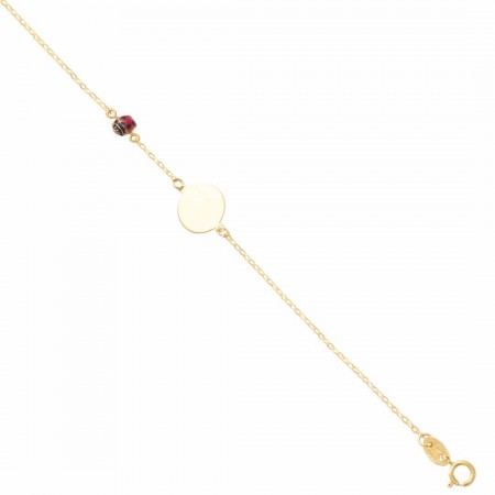 PULSERA EN ORO CON CHAPA Y MARIQUITA