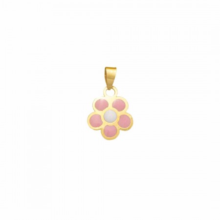 COLGANTE EN ORO DE FLOR ROSA Y BLANCA