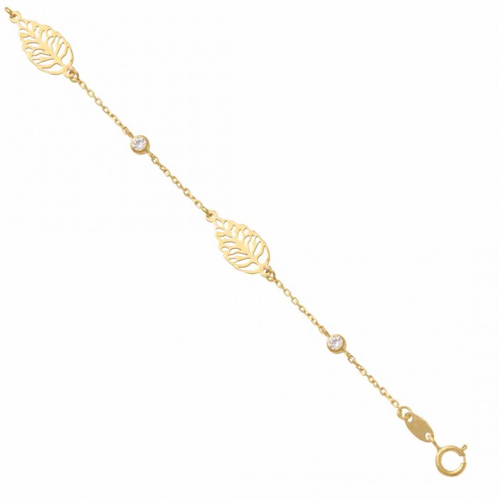 PULSERA DE HOJAS CALADAS Y CIRCONITAS