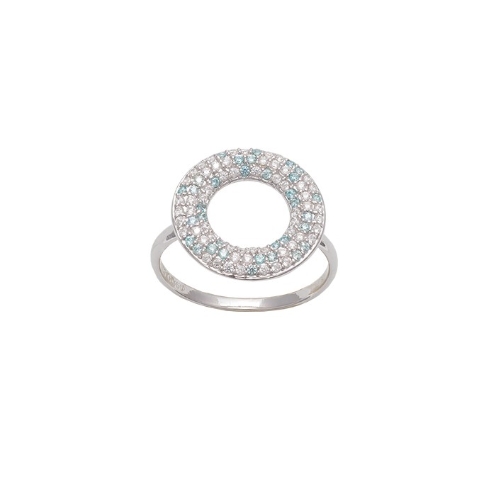 ANILLO 3 CIRCONITAS TONOS DE AZUL